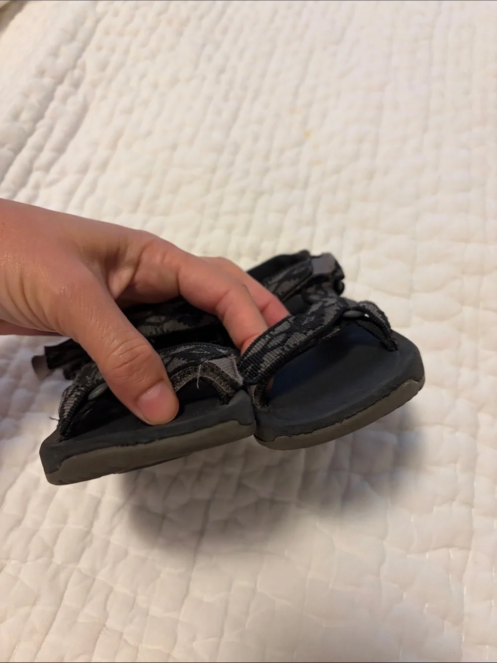 Teva Kids Black Gray Patterned Sport Sandals
